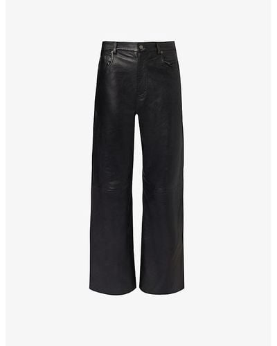Reformation Veda Kennedy Wide-leg High-rise Leather Pants - Black