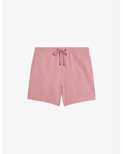Ted Baker Hiltree Logo-embossed Woven Swim Shorts - Pink