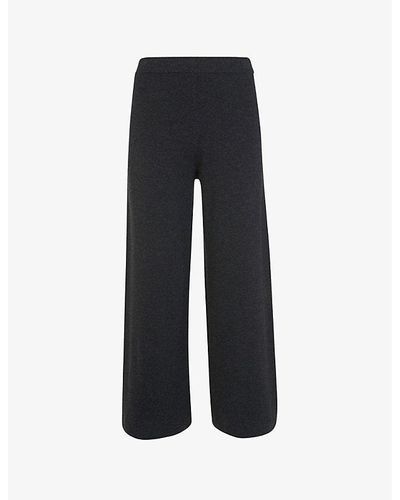 Whistles Knitted Wide-leg Woven Trousers - Blue