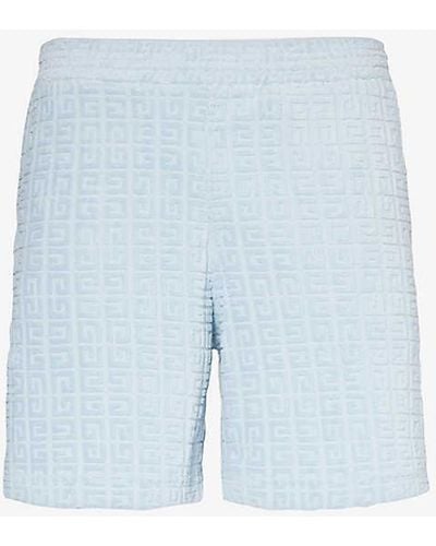 Givenchy 4g Terry-textured Cotton-blend Jersey Shorts X - Blue