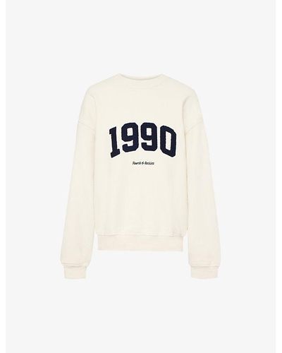 4th & Reckless 1990 Flocked-applique Cotton-jersey Sweatshirt - White