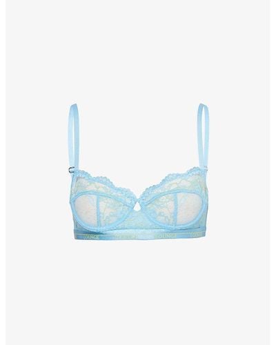 Lounge Underwear Blossom Floral-embroidered Stretch-lace Bra - Blue