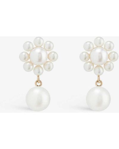 Sophie Bille Brahe Margherita Perle Recycled 14ct Yellow-gold And Freshwater Pearl Drop Earrings - White