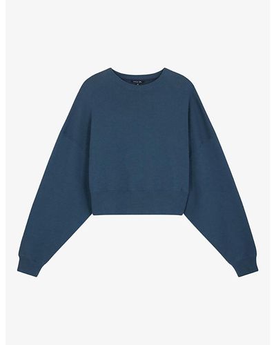 Soeur Willow Cropped Cotton Sweatshirt - Blue