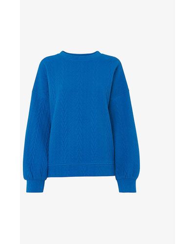 Whistles Cable-embossed Relaxed Fit Cotton Blend Sweatshirt - Blue