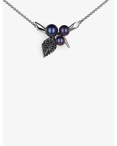 Shaun Leane Blackthorn Sterling-, Black Pearl And Black Spinel Pendant Necklace - Blue