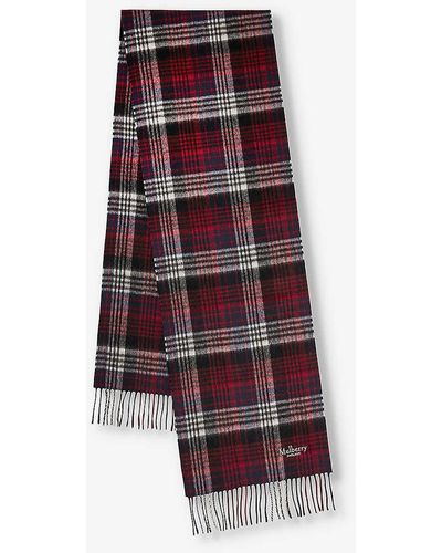 Mulberry Checked Logo-embroidered Wool Scarf