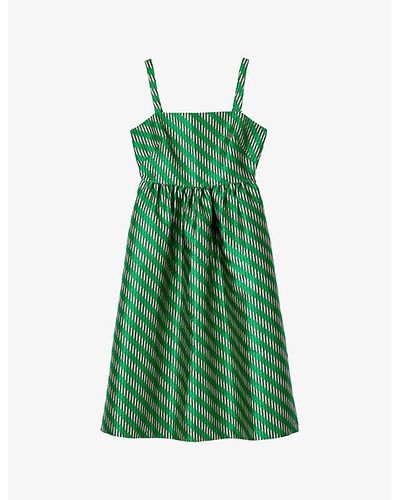 LK Bennett Elodie Geometric-weave Jacquard Woven Midi Dress - Green