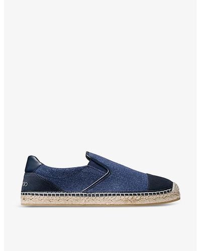 Jimmy Choo Vy Mix Ivan Slip-on Canvas And Suede Espadrilles - Blue