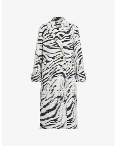 AllSaints Mabel Zebra-patterned Woven Coat - White