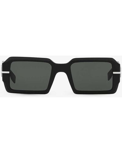 Fendi Fe40073u Graphy Rectangle-frame Acetate Sunglasses - Black