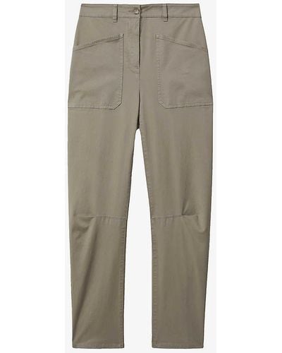 Reiss Nova Barrel-leg Stretch-cotton Trousers - Grey