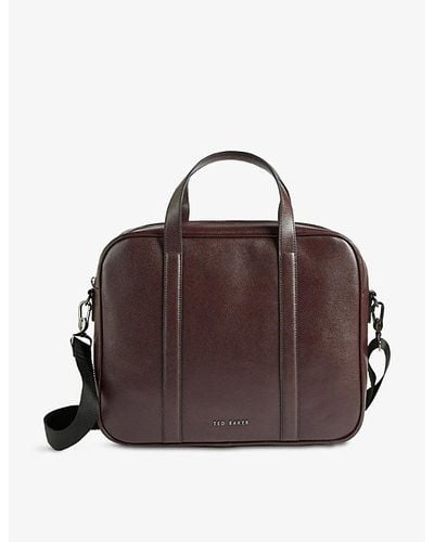 Ted Baker Strath Saffiano Leather Document Bag - Brown