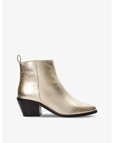 Dune Papz Metallic-leather Ankle Boots - Natural