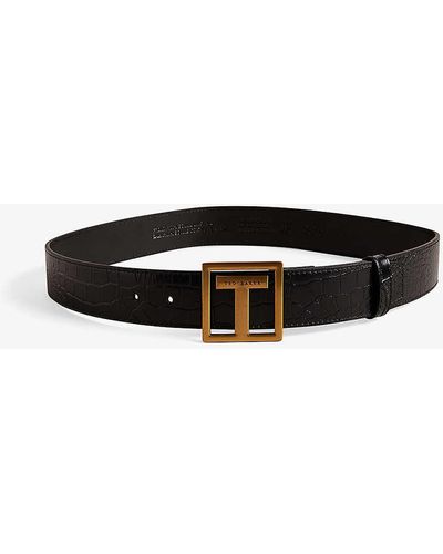 Ted Baker Telisa Croc-embossed Leather Belt - White