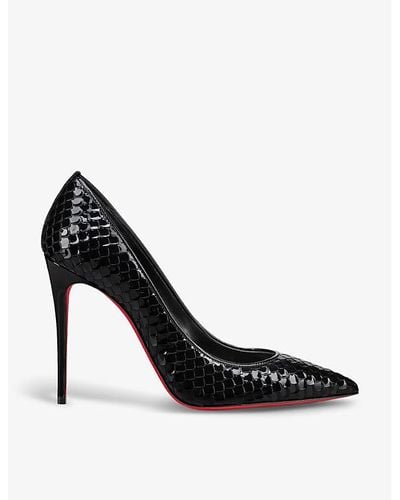 Christian Louboutin Kate 100 Pointed-toe Patent-leather Heeled Courts - Black