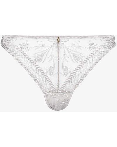 Aubade Magnetic Spell Mid-rise Stretch-lace Thong - White