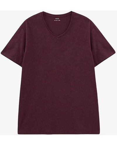 IKKS V-neck Short-sleeve Cotton T-shirt Xx - Purple
