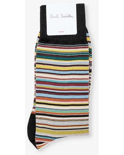 Paul Smith Signature Stripe-pattern Cotton-blend Knitted Socks - Multicolour