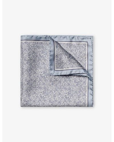 Eton Paisley Graphic-print Silk Pocket Square - Gray
