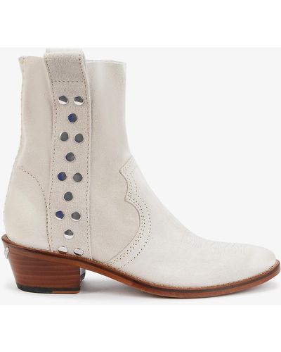 Zadig & Voltaire Pilar High Stud-detail Suede Ankle Boots - White