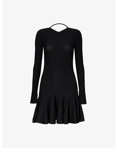 Khaite Mamie Round-neck Woven-blend Mini Dress - Black