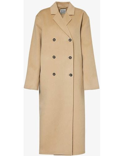Totême Double-breasted Relaxed-fit Wool Coat - Natural