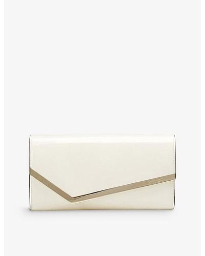 Jimmy Choo Emmie Patent-leather Clutch - Natural
