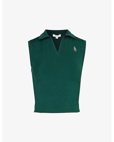 Sporty & Rich Polo-neck Sleeveless Stretch-woven Top - Green