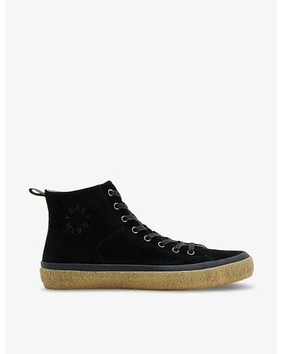 AllSaints Crister Logo-debossed Leather High-top Trainers - Black