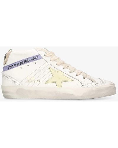 Golden Goose Mid Star 11500 Logo-print Leather Mid-top Trainers - Natural