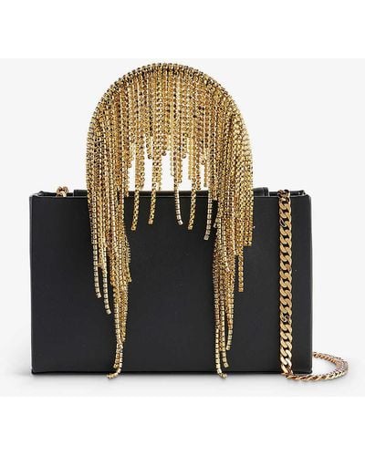 Kara Crystal-embellished Fringed Leather Top-handle Bag - Multicolour