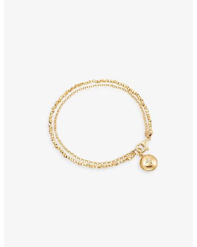 Astley Clarke Biography 18ct Yellow Gold-plated Vermeil Sterling Silver And White Sapphire Locket Bracelet - Metallic