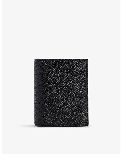 Thom Browne Brand-motif Brand-typography Grained-leather Card Holder - Black