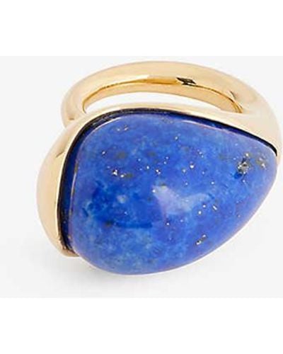 Bottega Veneta Drop 18ct Yellow-gold Plated Sterling-silver And Ring - Blue
