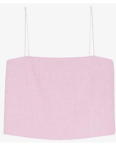 Claudie Pierlot Square-neck Tweed Crop Top - Pink