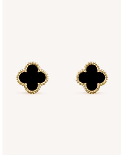 Van Cleef & Arpels Women's Sweet Alhambra Yellow-gold And Onyx Earrings - Metallic