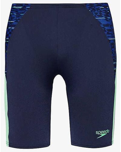 Speedo Logo-print Recycled-polyester-blend Swim Shorts - Blue