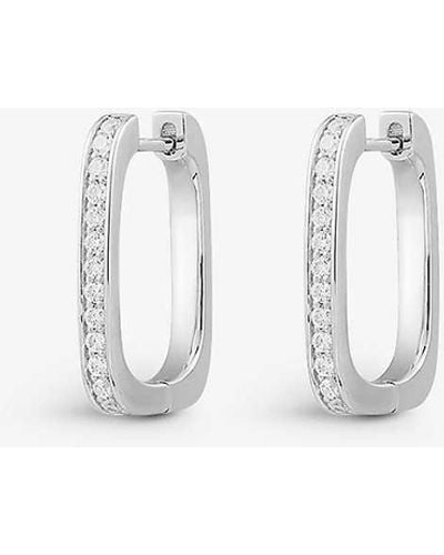 Apm Monaco Sterling- And White-zirconia Small Rectangle Earrings