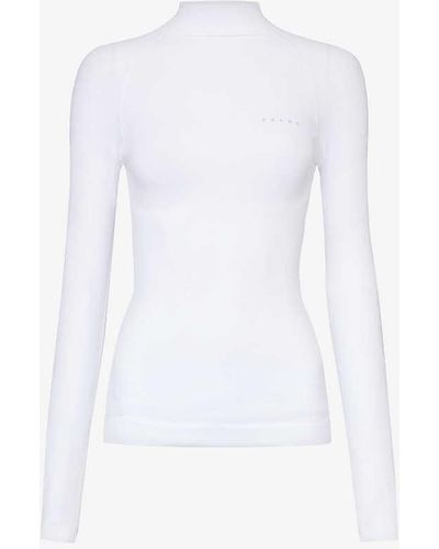 FALKE Brand-print Fitted Stretch-woven Top - White