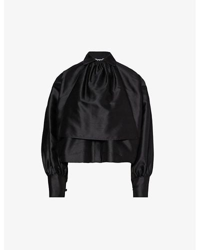 Max Mara Callas Ruched Silk And Cotton-blend Shirt - Black