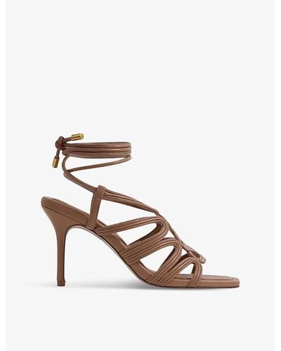Reiss Keira Rope-strap Leather Heeled Sandals - Natural