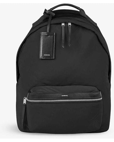Sandro Logo-embossed Adjustable Nylon Backpack - Black