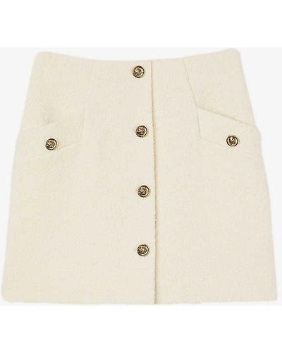 Sandro Segaly Button-embellished Knitted Mini Skirt - Natural