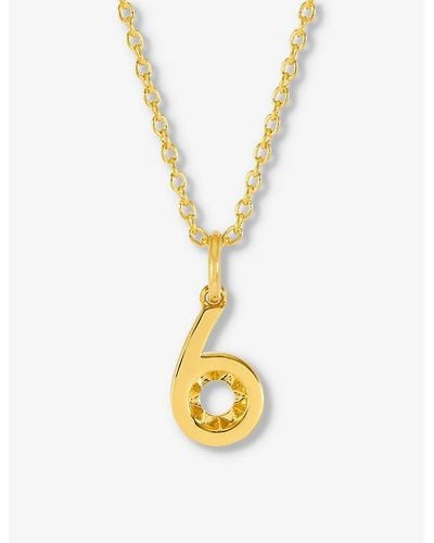 Rachel Jackson Symbolic Number Six 22ct Yellow- Plated Sterling-silver Pendant Necklace - Metallic
