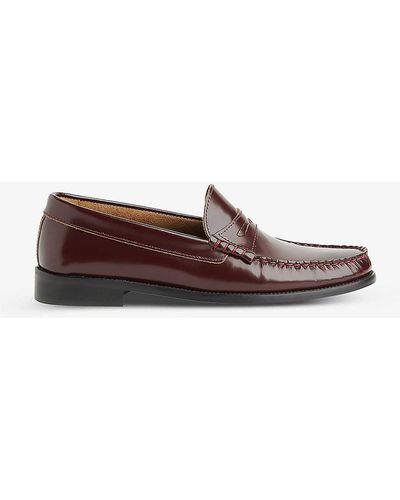 Whistles Manny Penny-slot Patent-leather Loafers - Brown