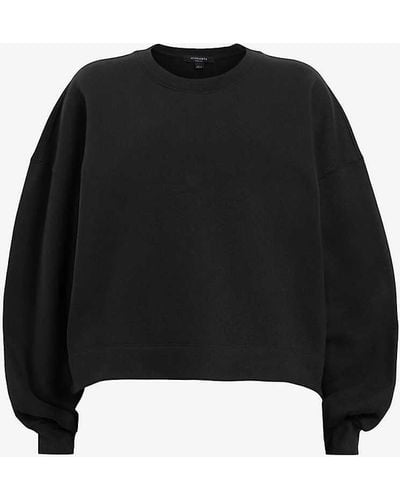 AllSaints Lila Logo-print Relaxed-fit Organic-cotton Sweatshirt - Black