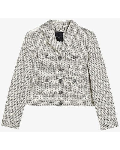 Ted Baker Osamu Notch-lapel Cropped Cotton-blend Jacket - Grey