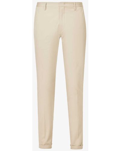 Paul Smith Slim-fit Tapered-leg Cotton-blend Trousers - Natural