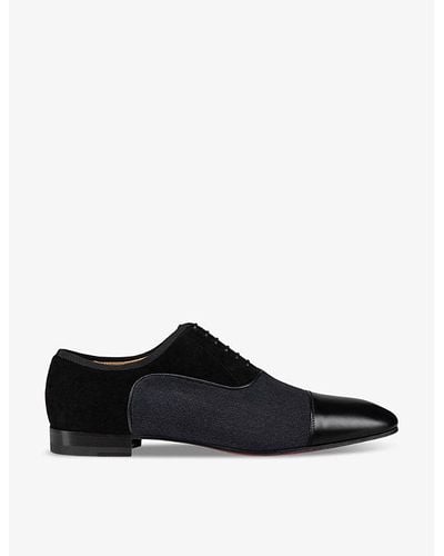 Christian Louboutin greggo Leather And Fabric Oxford Shoes - Black